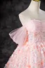 Flower Fairy Blushing Pink Butterfly Sequins Appliques Prom Dresses 2024 Ball Gown Off-The-Shoulder Short Sleeve Backless Floor-Length / Long Prom Formal Dresses