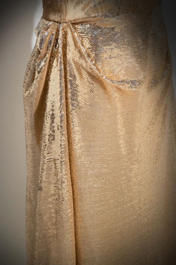 Glitzernden Gold Pailletten Empire Abendkleider 2024 Bandeau Ärmellos Rückenfreies Lange Abend Festliche Kleider