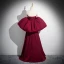 Elegant Burgundy Split Front Prom Dresses 2024 A-Line / Princess Strapless Puffy Short Sleeve Backless Bow Floor-Length / Long Formal Dresses