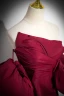 Elegant Burgundy Split Front Prom Dresses 2024 A-Line / Princess Strapless Puffy Short Sleeve Backless Bow Floor-Length / Long Formal Dresses