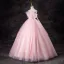 Chic / Beautiful Candy Pink Rhinestone Sequins Prom Dresses 2024 Ball Gown Strapless Sleeveless Backless Floor-Length / Long Prom Formal Dresses