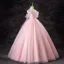 Chic / Beautiful Candy Pink Rhinestone Sequins Prom Dresses 2024 Ball Gown Strapless Sleeveless Backless Floor-Length / Long Prom Formal Dresses