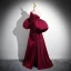 Elegant Burgundy Split Front Prom Dresses 2024 A-Line / Princess Strapless Puffy Short Sleeve Backless Bow Floor-Length / Long Formal Dresses