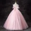Chic / Beautiful Candy Pink Rhinestone Sequins Prom Dresses 2024 Ball Gown Strapless Sleeveless Backless Floor-Length / Long Prom Formal Dresses