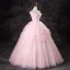 Lovely Blushing Pink Cascading Ruffles Prom Dresses 2024 Ball Gown Strapless Sleeveless Backless Floor-Length / Long Formal Dresses
