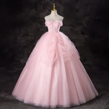 Lovely Blushing Pink Cascading Ruffles Prom Dresses 2024 Ball Gown Strapless Sleeveless Backless Floor Length Long Formal Dresses