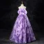 Chic / Beautiful Lilac Sequins Appliques Prom Dresses Ball Gown 2024 Strapless Sleeveless Backless Floor-Length / Long Prom Formal Dresses