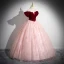 Elegant Burgundy Beading Sequins Prom Dresses 2024 Ball Gown Off-The-Shoulder Sleeveless Backless Floor-Length / Long Prom Formal Dresses