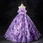Chic / Beautiful Lilac Sequins Appliques Prom Dresses Ball Gown 2024 Strapless Sleeveless Backless Floor-Length / Long Prom Formal Dresses