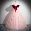 Elegant Burgundy Beading Sequins Prom Dresses 2024 Ball Gown Off-The-Shoulder Sleeveless Backless Floor-Length / Long Prom Formal Dresses