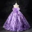 Chic / Beautiful Lilac Sequins Appliques Prom Dresses Ball Gown 2024 Strapless Sleeveless Backless Floor-Length / Long Prom Formal Dresses