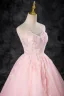Chic / Belle Rose Bonbon Perlage Paillettes Robe De Bal 2024 Robe Boule Bustier Sans Manches Dos Nu Longue Promo Robe De Ceremonie