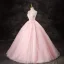 Chic / Belle Rose Bonbon Perlage Paillettes Robe De Bal 2024 Robe Boule Bustier Sans Manches Dos Nu Longue Promo Robe De Ceremonie
