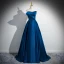 Vintage / Retro Navy Blue Satin Prom Dresses Ball Gown 2024 Strapless Sleeveless Backless Floor-Length / Long Prom Formal Dresses