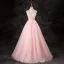 Chic / Belle Rose Bonbon Perlage Paillettes Robe De Bal 2024 Robe Boule Bustier Sans Manches Dos Nu Longue Promo Robe De Ceremonie