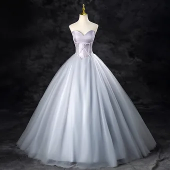 Elegant Silver Grey Beading Prom Dresses 2024 Ball Gown Strapless Sleeveless Backless Floor Length Long Prom Formal Dresses