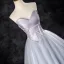 Elegant Silver Grey Beading Prom Dresses 2024 Ball Gown Strapless Sleeveless Backless Floor-Length / Long Prom Formal Dresses