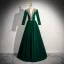 Elegante Dunkelgrün Perlenstickerei Pailletten Samt Ballkleider 2024 Ballkleid Rundhalsausschnitt Lange Ärmel Lange Ball Festliche Kleider