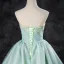 Chic / Beautiful Mint Green Lace Flower Prom Dresses 2024 A-Line / Princess Strapless Sleeveless Backless Sweep Train Prom Formal Dresses