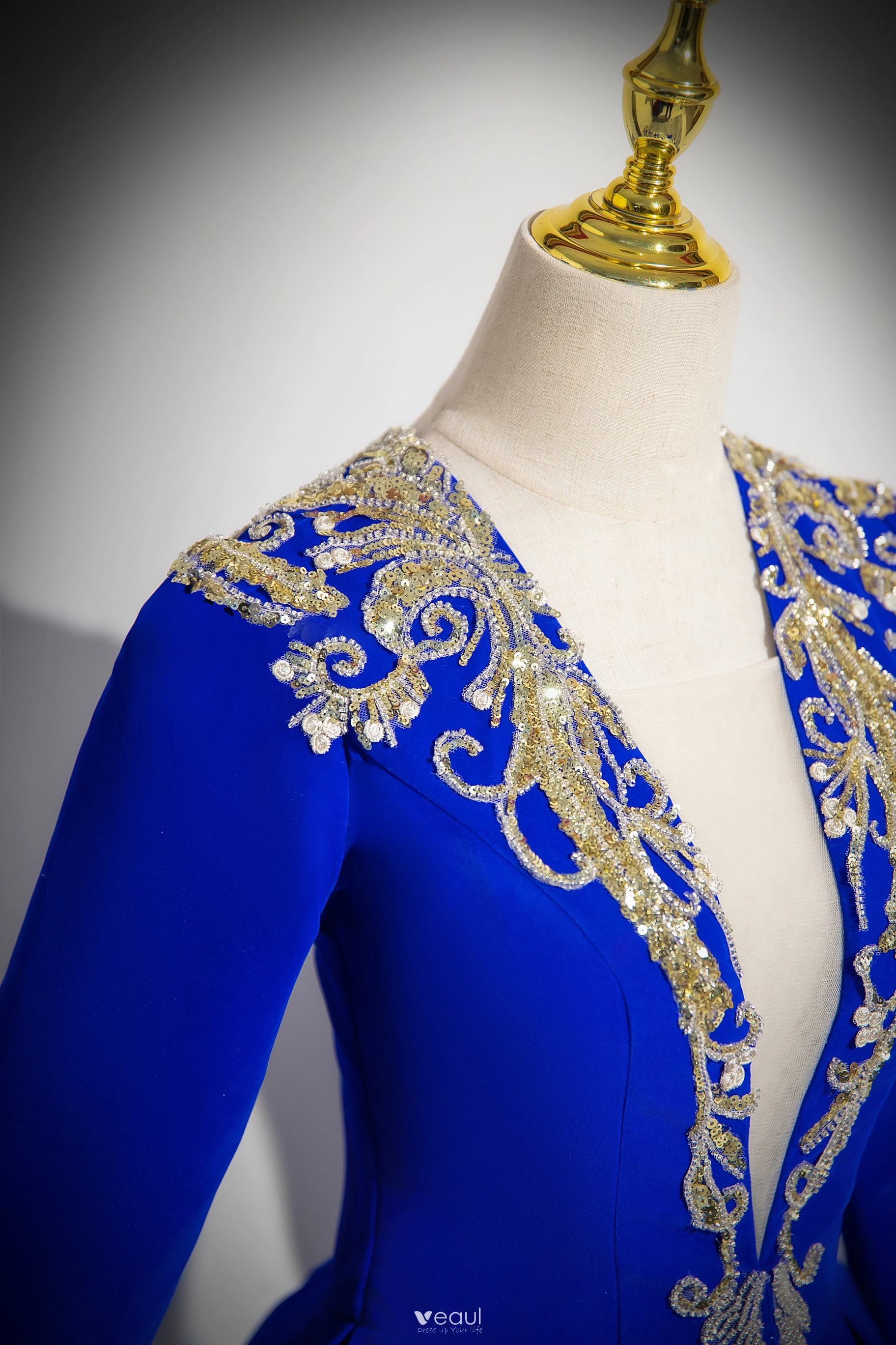 slim fit dress slacks Royal Blue Long Prom Dresses main image 0