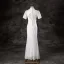 Elegant White Lace Flower Prom Dresses 2024 Trumpet / Mermaid High Neck Short Sleeve Floor-Length / Long Prom Formal Dresses