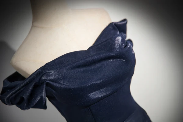 Elegant Navy Blue Empire Evening Dresses 2024 Off-The-Shoulder Sleeveless Backless Floor-Length / Long Evening Party Formal Dresses