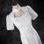 Elegant White Lace Flower Prom Dresses 2024 Trumpet / Mermaid High Neck Short Sleeve Floor-Length / Long Prom Formal Dresses