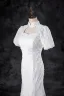 Elegant White Lace Flower Prom Dresses 2024 Trumpet / Mermaid High Neck Short Sleeve Floor-Length / Long Prom Formal Dresses