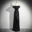 Elegant Black Empire Evening Dresses 2024 Off-The-Shoulder Sleeveless Backless Floor-Length / Long Evening Party Formal Dresses