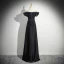 Elegant Black Empire Evening Dresses 2024 Off-The-Shoulder Sleeveless Backless Floor-Length / Long Evening Party Formal Dresses
