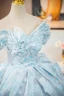 Elegante Himmelblau Drucken Glanz Ballkleider 2024 Ballkleid Off Shoulder Kurze Ärmel Rückenfreies Lange Ball Festliche Kleider