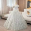 Fashion Champagne Sequins Tassel Prom Dresses 2024 Ball Gown Square Neckline Bow Short Sleeve Backless Floor-Length / Long Prom Formal Dresses