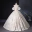 Élégant Champagne Perlage Glitter Robe De Bal 2024 Robe Boule De l'épaule Manches Courtes Dos Nu Longue Promo Robe De Ceremonie