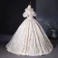 Élégant Champagne Perlage Glitter Robe De Bal 2024 Robe Boule De l'épaule Manches Courtes Dos Nu Longue Promo Robe De Ceremonie