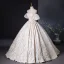 Élégant Champagne Perlage Glitter Robe De Bal 2024 Robe Boule De l'épaule Manches Courtes Dos Nu Longue Promo Robe De Ceremonie