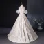 Élégant Champagne Perlage Glitter Robe De Bal 2024 Robe Boule De l'épaule Manches Courtes Dos Nu Longue Promo Robe De Ceremonie
