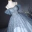 Bling Bling Sky Blue Sequins Prom Dresses 2024 Ball Gown Spaghetti Straps Sleeveless Backless Floor-Length / Long Prom Formal Dresses