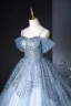 Bling Bling Sky Blue Sequins Prom Dresses 2024 Ball Gown Spaghetti Straps Sleeveless Backless Floor-Length / Long Prom Formal Dresses