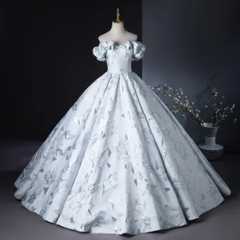 Fashion Sky Blue Embroidered Prom Dresses 2024 Ball Gown Ruffle Strapless Sleeveless Backless Floor Length Long Prom Formal Dresses