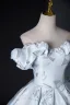 Fashion Sky Blue Embroidered Prom Dresses 2024 Ball Gown Ruffle Strapless Sleeveless Backless Floor-Length / Long Prom Formal Dresses