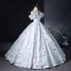Fashion Sky Blue Embroidered Prom Dresses 2024 Ball Gown Ruffle Strapless Sleeveless Backless Floor-Length / Long Prom Formal Dresses