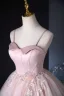 Elegant Lyserød Beading Pailletter Gallakjoler 2024 Balkjole Spaghetti Straps Ærmeløs Halterneck Lange Galla Kjoler