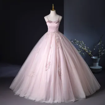 Elegant Blushing Pink Beading Sequins Prom Dresses 2024 Ball Gown Spaghetti Straps Sleeveless Backless Floor Length Long Prom Formal Dresses