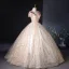 Charmant Bling Bling Gold Applikationen Perlenstickerei Perle Pailletten Spitze Blumen Ballkleider 2024 Ballkleid Rundhalsausschnitt Kurze Ärmel Rückenfreies