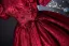 Vintage Burgunderrot Drucken Ballkleider 2024 Ballkleid Stehkragen Geschwollenes Kurze Ärmel Schleife Rückenfreies Lange Ball Festliche Kleider