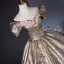 Charming Bling Bling Gold Glitter Pearl Appliques Lace Flower Prom Dresses 2024 Ball Gown Off-The-Shoulder Short Sleeve Backless Floor-Length / Long