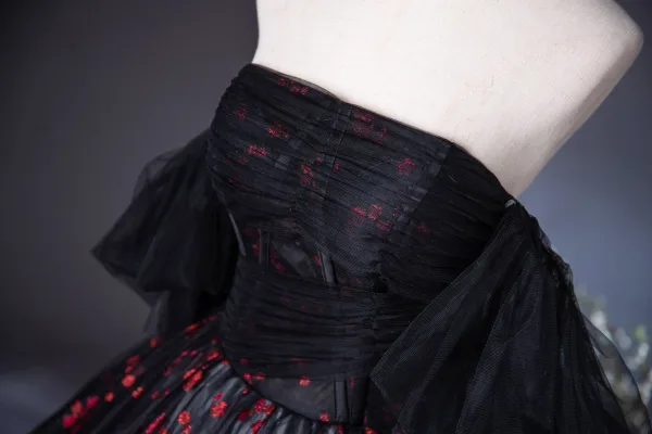 Flower Fairy Black Glitter Prom Dresses 2024 Ball Gown Strapless Sleeveless Backless Floor-Length / Long Prom Formal Dresses