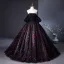 Flower Fairy Black Glitter Prom Dresses 2024 Ball Gown Strapless Sleeveless Backless Floor-Length / Long Prom Formal Dresses