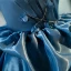 Elegant Ocean Blue Satin Cascading Ruffles Beading Prom Dresses 2023 A-Line / Princess Strapless Sleeveless Backless Floor-Length / Long Prom Formal Dresses