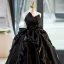 Charming Black Satin Cascading Ruffles Prom Dresses 2023 Ball Gown Strapless Sleeveless Backless Floor-Length / Long Prom Formal Dresses